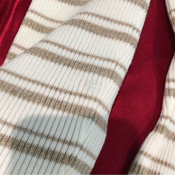 White House Black Market Boat Neck Peplum Hem Metallic Thread Stripped Sweater - Picture 7 of 11